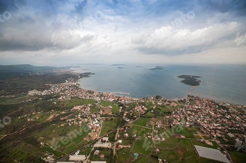 Preview: Aerial drone view of Urla district of Izmir, Turkey's third largest city. Iskele - Urla - Turkey