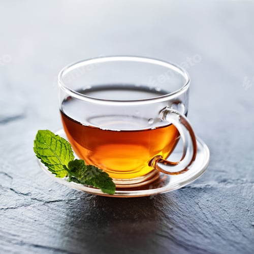 Preview: glass of hot tea with mint garnish