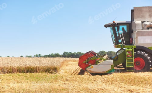 Preview: combine harvester working on a wheat field