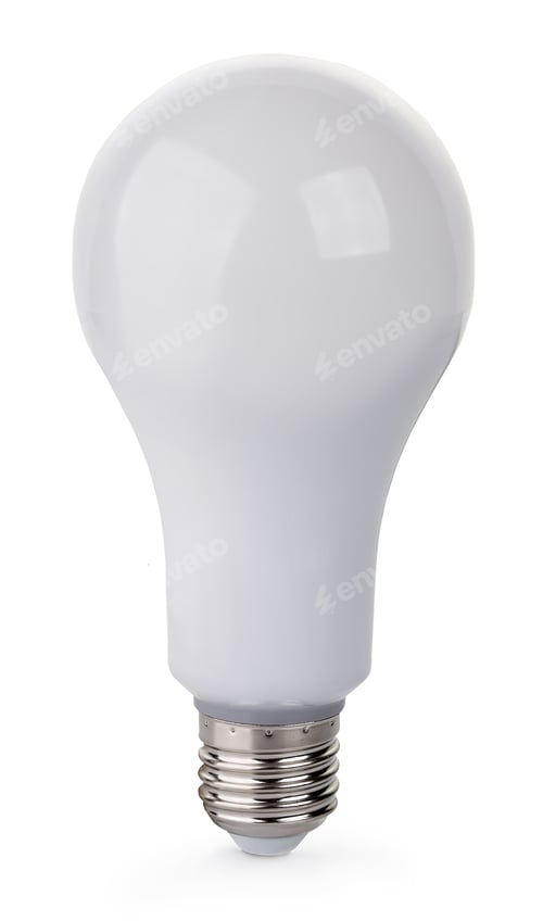 Preview: Light bulb close-up isolated on white background.