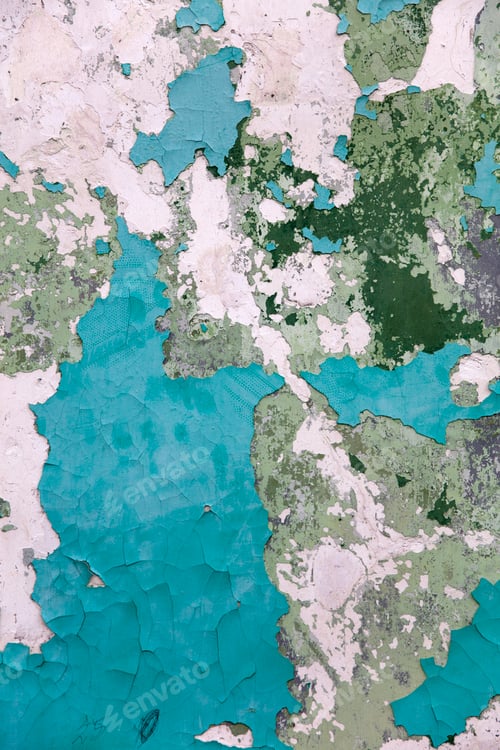 Preview: Old wall with peeling blue paint texture