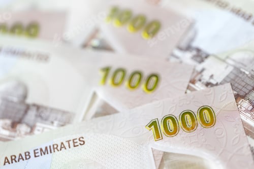 Preview: New UAE banknotes banknotes of one thousand, paper money closeup
