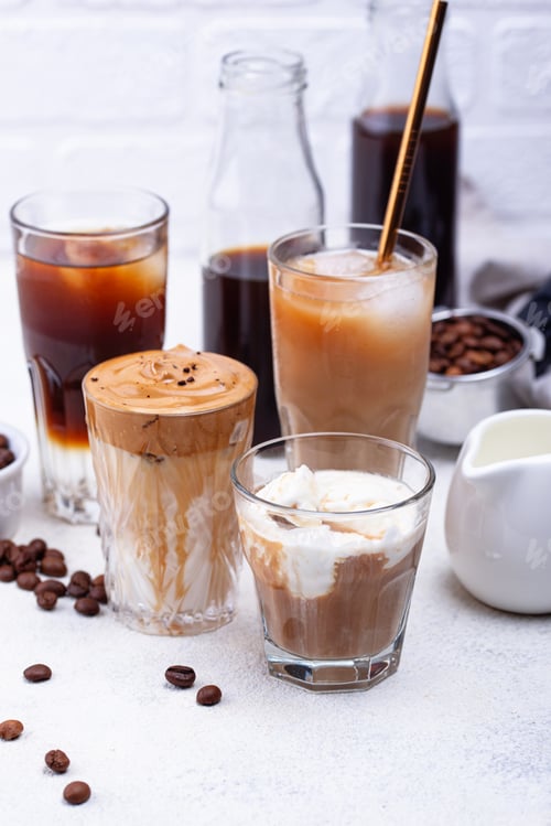 Preview: Different trendy cold coffee drink