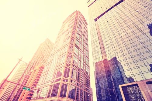 Preview: Color toned skyscrapers in Chicago downtown.
