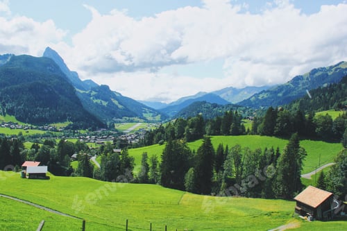 Preview: Beautiful scenic view of rural area in Switzerland