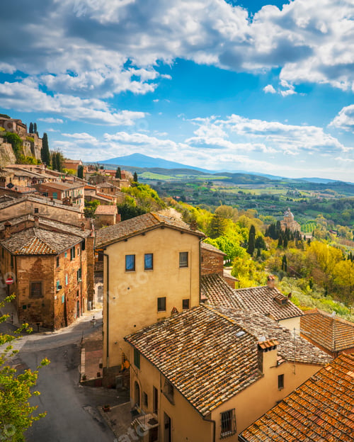 Preview: Montepulciano village view and San Biagio church in the background. Siena, Tuscany, Italy