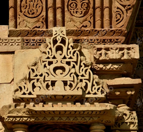 Preview: Stone carving sculptures on Khajuraho Temple, a UNESCO world Heritage site, India.