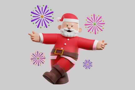 Preview: Cartoon santa with fireworks flair
