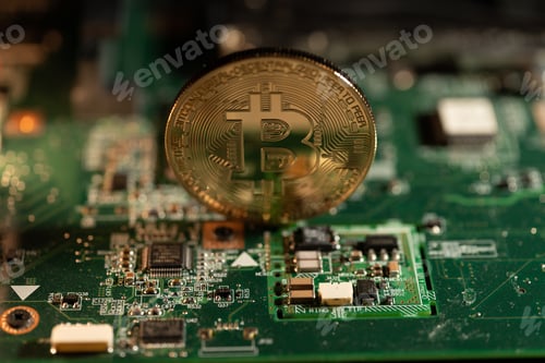 Preview: Golden coin with bitcoin symbol