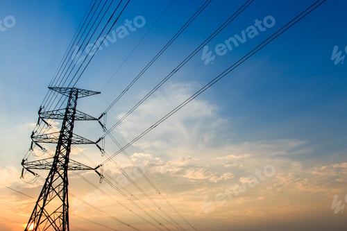 Preview: silhouette of high voltage electrical pole structure