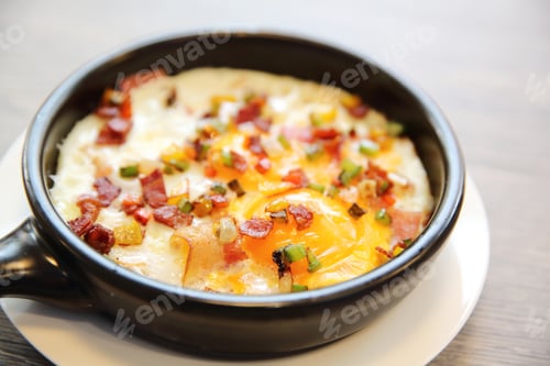 Preview: Brealfast Fried Egg Stuff With Hot Pan With Coffee