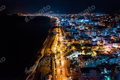 Preview: Arial view night city lights city of Turkey