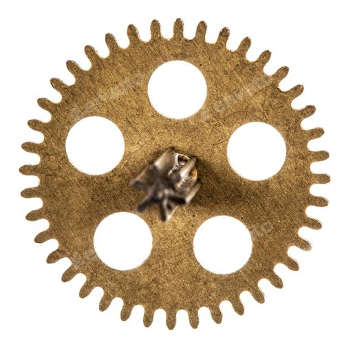 Preview: Pinion of old clock mechanism, isolated on white background