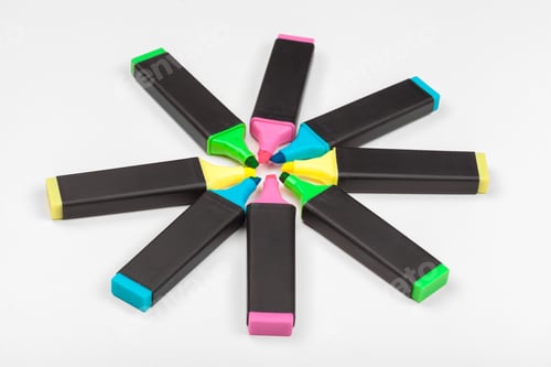 Preview: Colored markers isolated on white background