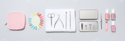 Preview: Concept of nail art, tools for pedicure and manicure