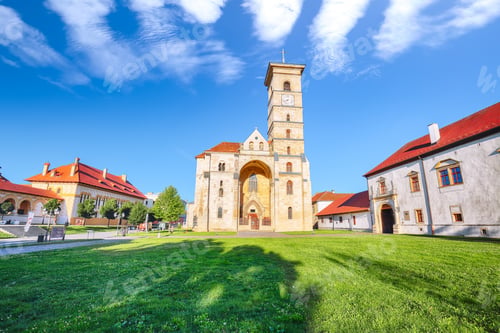 Preview: Amazing cityscape with Roman Catholic cathedral inside fortified Alba Carolina Fortress.
