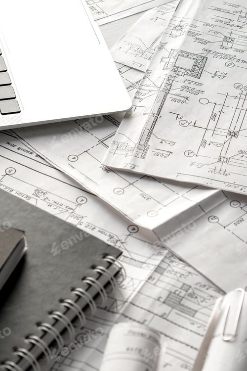 Preview: Architects concept, engineer architect designer freelance work on start-up project drawing, construc