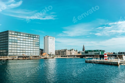 Preview: scenic view of city river and architecture of copenhagen, denmark