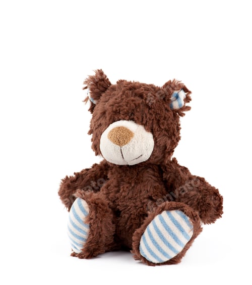 Preview: Little fluffy brown bear on a white background