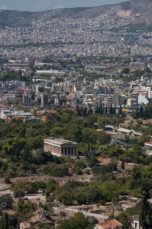 Preview: Aerial view of Ancient Agora and the Hephaestus Temple, Athens, Greece