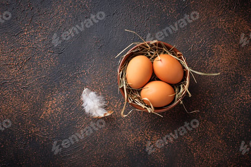 Preview: Fresh raw brown eggs in bowl