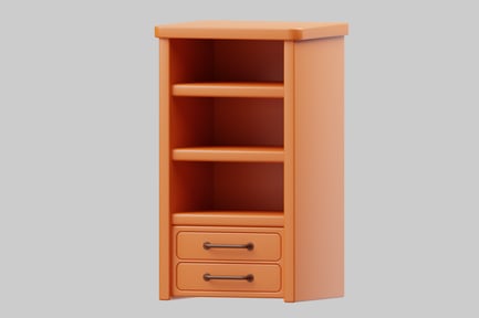 Preview: Simple orange shelf with drawers
