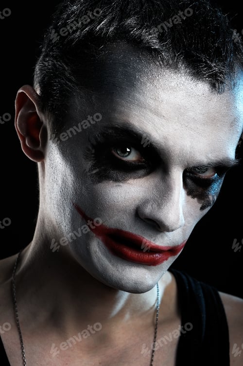Preview: Spooky Man Joker On Black Background