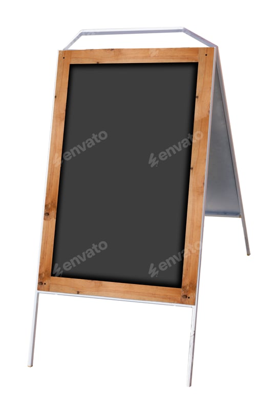 Preview: Empty menu board stand on white background