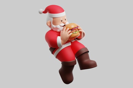 Preview: Santa claus eating burger
