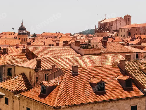 Preview: Red tile roofs of the historic buildings of the old part of Dubrovnik.