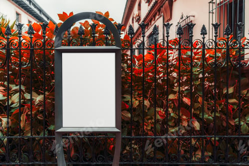 Preview: Blank billboard mock-up near fencing