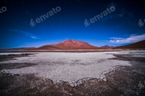 Preview: Stars over Chalviri Salt Flats at night (aka Salar de Chalviri), Altiplano of Bolivia, South America