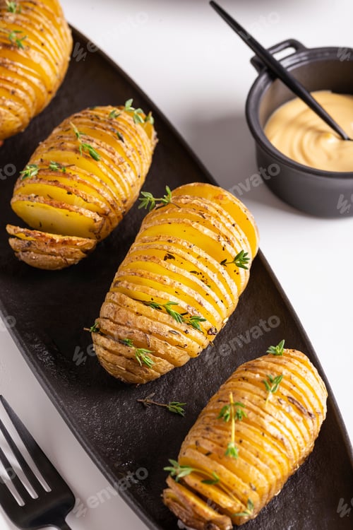 Preview: Dinner with grilled potato with spices
