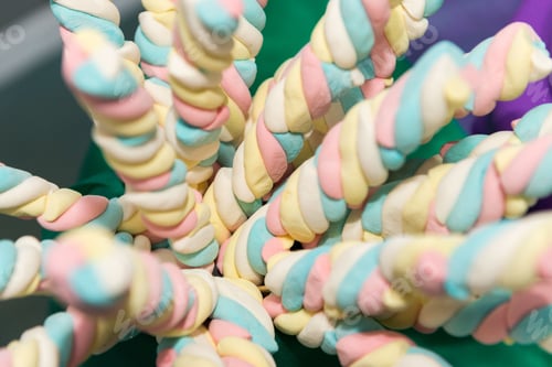 Preview: Closeup shot of colorful marshmellow sticks