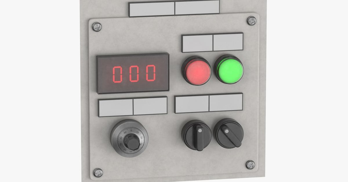 Industrial Control Panel With Digital Display & Rotary Switches 3D ...