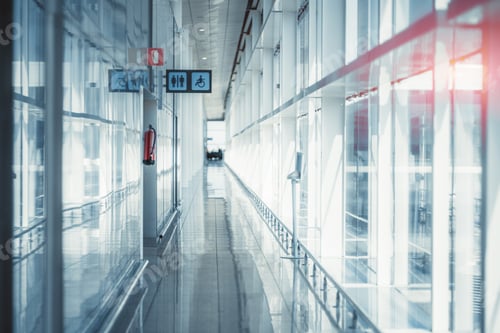 Preview: A long bright hall in an airport