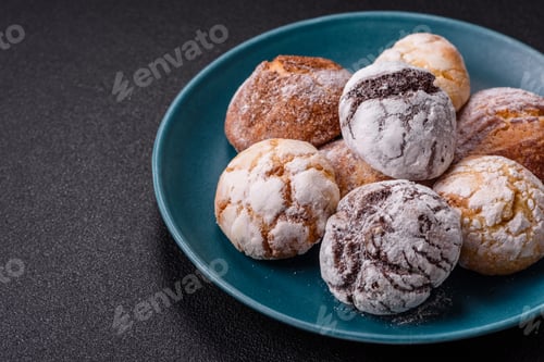 Preview: Sweet freshly baked round cookies of several types