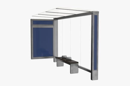 Preview: Modern Urban Bus Stop with Advertising Panel