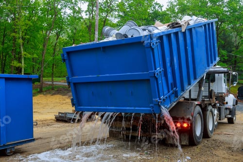 Preview: Truck loading a full recycling used construction material on the new building work site.