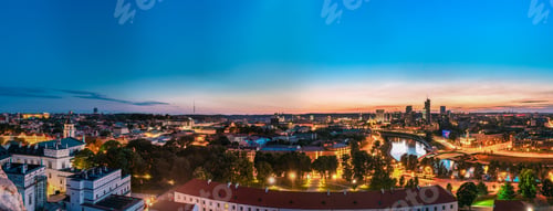 Preview: Vilnius, Lithuania. Sunset Cityscape. Palace Of The Grand Dukes