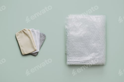 Recycling Fibers in the Textile Industry. Sustainable recycled cotton fiber. Many napkins fabrics
