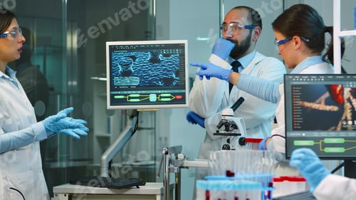 Preview: Team of doctors conducting vaccine development using high tech