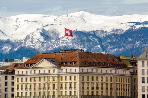 Preview: Facades of historic buildings in the city center of Geneva, Switzerland