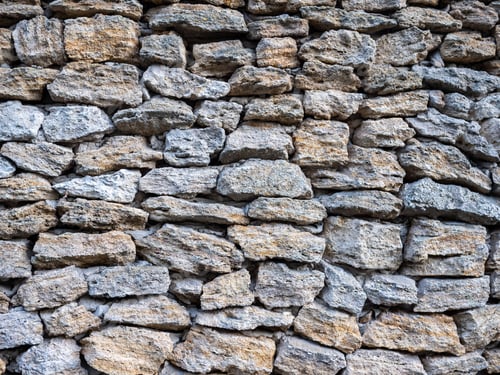 Preview: Outdoor stone wall composed of assorted sizes of rocks