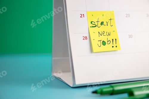 Preview: Start a New Career Concept. Close-up of Calendar with Start New Job word