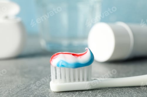 Preview: Toothbrush with toothpaste, close up. Dental care