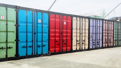 Preview: Logistics center with colorful storage containers