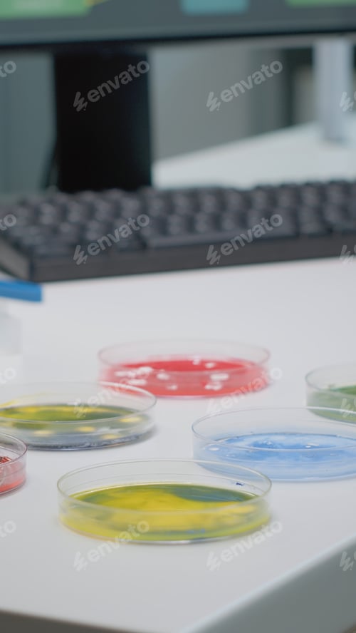 Preview: Microbiology petri dish with organic substance in laboratory