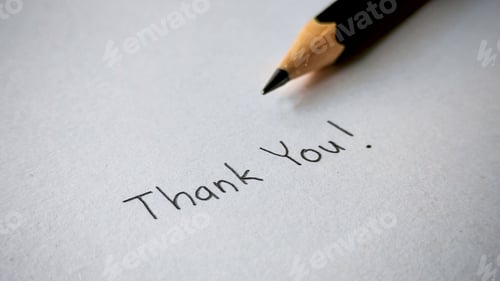 Preview: Handwritten "Thank You!" Message with a Sharpened Pencil