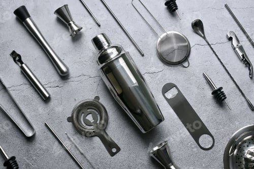Preview: Bartender utensils flat lay